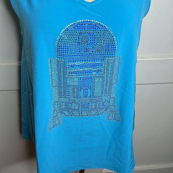 ❤️Disney parks bling R2-D2 Star Wars Tank top Blue Rhinestone - Picture 2 of 5